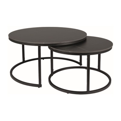 Комплект SIGNAL FERRANTE D (2 стола журнальных) черный мрамор/черный мат